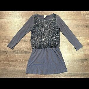 Crewcuts Girl’s Gray Sequined Long Sleeve Dress Size 6